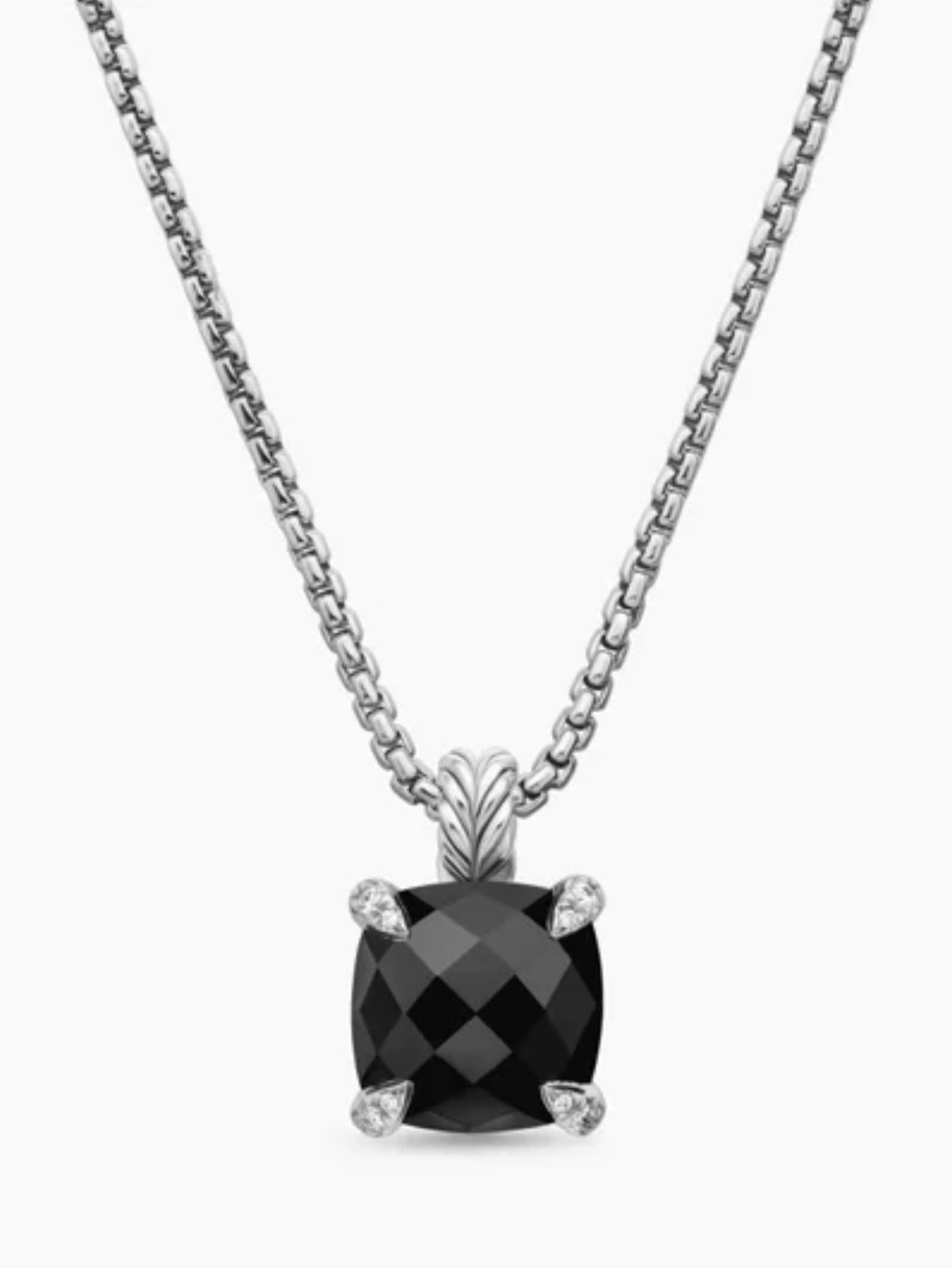 David Yurman Chantelaine Pendant Necklace - 11mm Black Onyx and Diamonds SS